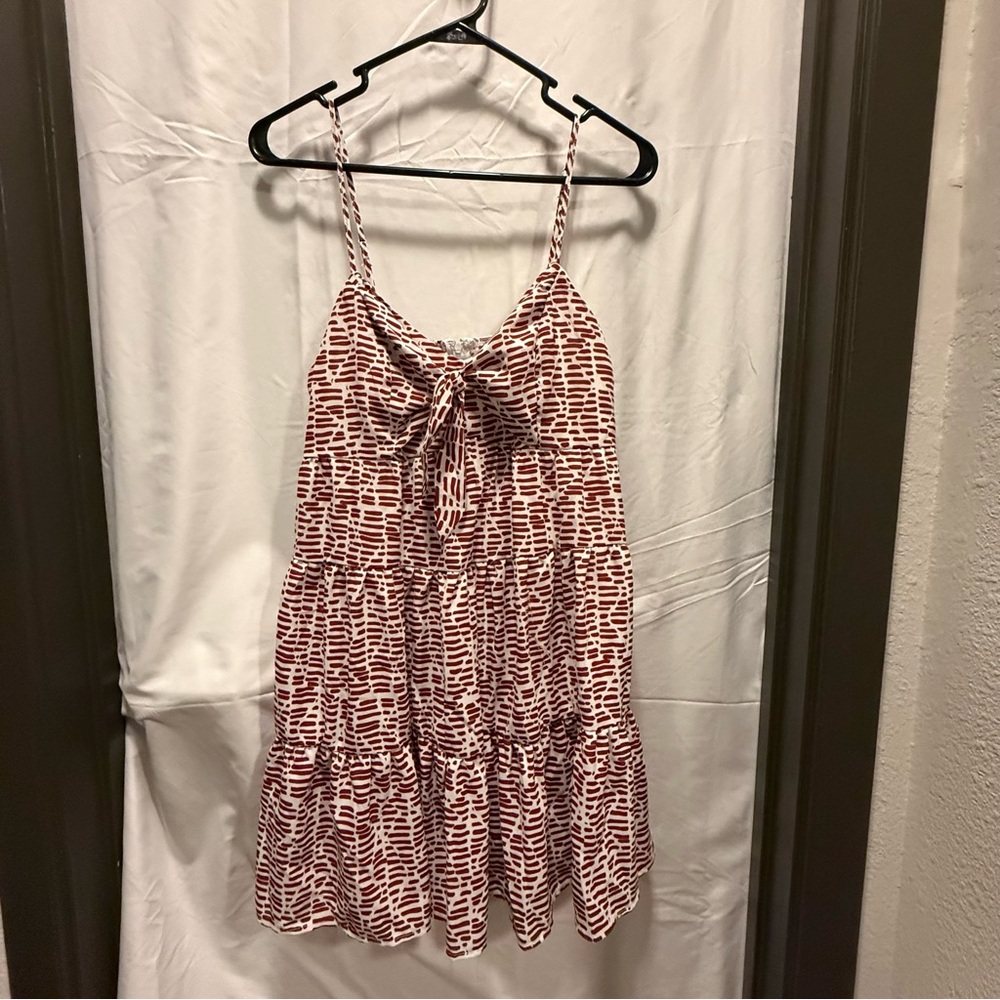 Blue Rain Red and White Patterned Dress